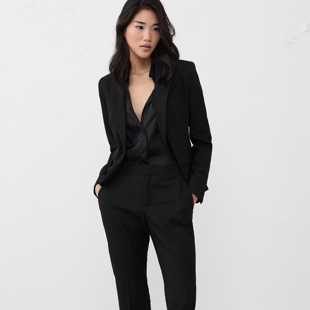 Banana Republic Factory Black Stretch Twill Classic Blazer | Size 6